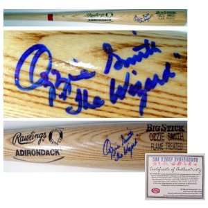 Ozzie Smith Autographed Bat Inscribed with The Wizard
