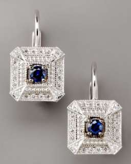 Diamond & Sapphire Square Drop Earrings