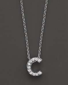  Coin 18 Kt. White Gold Love Letter C Initial Pendant Necklace