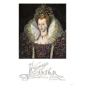 Queen Elizabeth I, with Her Signature Premium Poster Print 