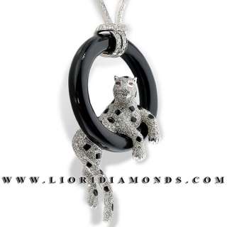 75 CARAT F VVS DIAMOND PANTHER PENDANT NECKLACE 18K  