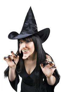 FABULOUS LADIES WITCH SET HAT NOSE CHIN TEETH NAILS NEW  