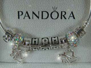 Authentic Pandora Silver Bracelet w Beads & Charms Mother day Gift 