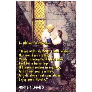  To Althea from Prison by Richard Lovelace. Size 28.75 X 19 
