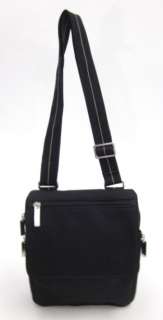 LEVENGER Black Nylon Zipper Shoulder Flap Handbag  