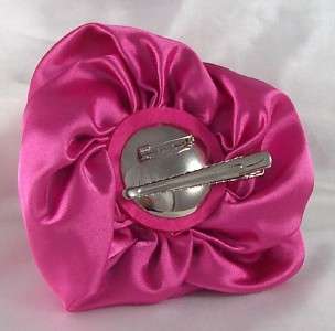 GREEN SATIN ROSE FLOWER Hair Clip Brooch Corsage Pin  