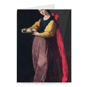 St. Agatha (oil on canvas) by Francisco de   Greeting Card (Pack of 