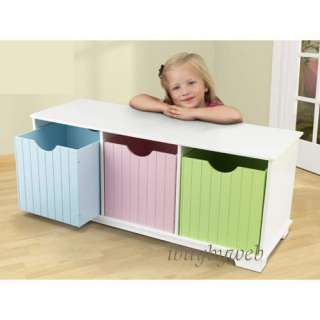 Kidkraft Kids Nantucket Pastel Storage Bench w/ Bins  