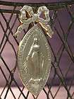 LARGE ANTIQUE FRENCH RELIGIOUS MEDAL MIRACULOUS VIRGIN RIBBON RARE ART 