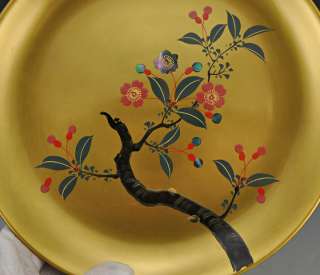 Fuji Japanese Lacquer Bowl & Plate Floral Tree Abalone  