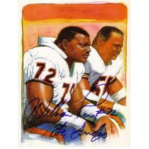William Perry autographed Chicago Bears 8 1/2 by 11 color artwork 