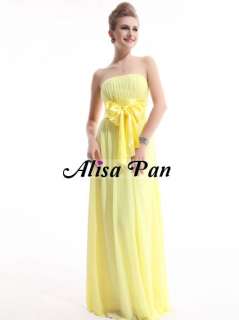   Sexy Yellow Chiffon Strapless Long Evening Gowns 09060 Size 3XL  