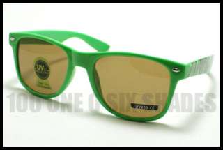   School Nerd Retro Thick Horn Rimmed Sunglasses ZEBRA GREEN Glass Lens