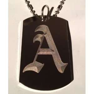  Letter A OLD English Font Initial   Military Dog Tag 