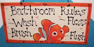 FINDING NEMO BATHROOM RULES SIGN Kids Decor Wash BRUSH  