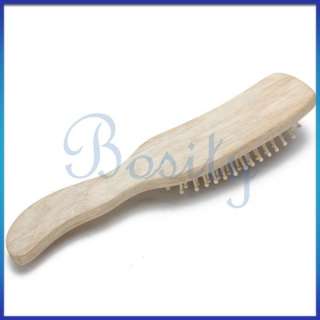Wooden Hair Comb Brush Wood Bristles Spa Massage Head  