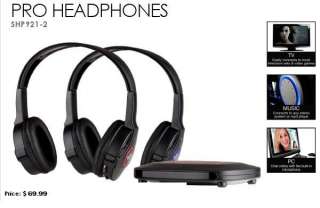 Sharper Image Wireless Headphones Black 2 Pack (SHP921 2) NEW  