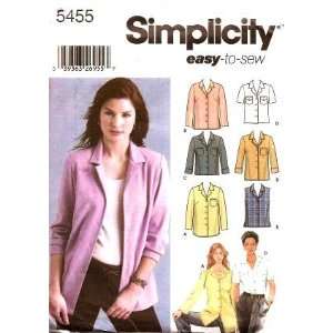  Simplicity Sewing Pattern 5455 Misses Easy To Sew Shirts 