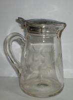   CLEAR GLASS SYRUP SERVER HONEY PITCHER REMOVEABLE TIN TOP  