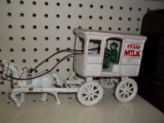 Vintage Cast Iron Horse Buggy Milk Cart & Driver  