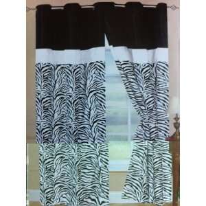  Luxurious Grommets Curtains 2 Faux Silk Black White Zebra Panels 