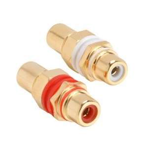  Gold RCA Jack Bulkhead Red/White Pair Hex Type 