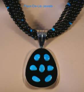 Jay King MINE FINDS Sleeping Beauty Turquoise & Obsidian Necklace 