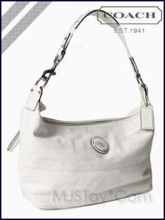 NWT Coach Signature Stripe C Stitch Leather Hobo Bag White Handbag 