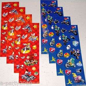 sheets of SUPER MARIO KART STICKERS ~ Nintendo Wii Birthday Party 