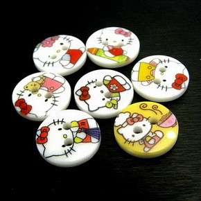   pcs) Mix Cute Hello Kitty Round 2 Holes Buttons Sewing Craft Kid 10MM