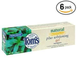   Toothpaste, Antiplaque Plus Whitening Gel, Peppermint, 5.5 oz (155 g