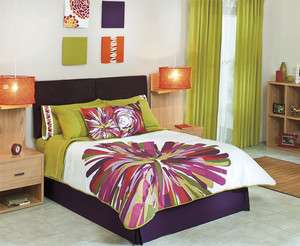 New Green Purple Comforter Sheets Bedding Set King 10pcs  