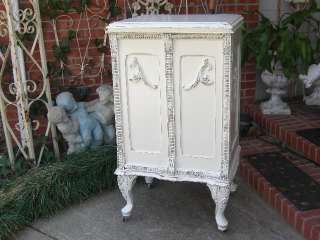   PAINTED ARMOIRE LINEN CABINET KITCHEN PANTRY~CHIC PETITE~OAK  