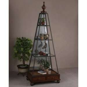    Uttermost Ferrell Zebra Wood and Bronze Etagere