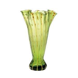  Eastern Design Celadon Lily Pad Art Glass Vase