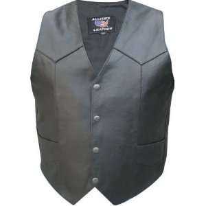  Mens Basic Motorcycle Vest, Premium Buffalo Leather 