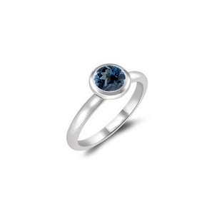   58 Cts London Blue Topaz Solitaire Ring in 14K White Gold 9.0 Jewelry