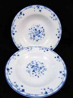   SOPHIA Blue & WHITE Floral DISCONTINUED China RIMMED Soup BOWLS  