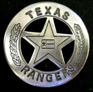 Old West Texas Rangers w/flag western silver lawman badge #BW8  