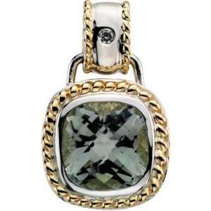   Green Quartz & Diamond Pendant Diamond quality AA (I1 clarity, G I