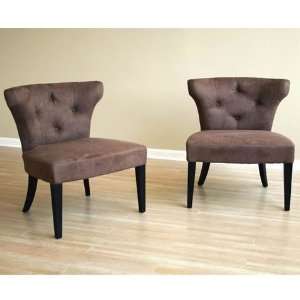  Set of 2 Dark Brown Microfiber Club Chairs