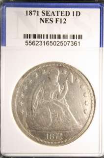 1871 SEATED LIBERTY DOLLAR RARE SILVER COIN AUTHENTIC #361  