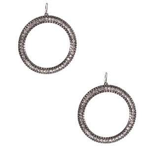  G by GUESS Ring of Stones Hoop Earrings, HEMATITE Jewelry