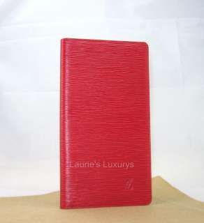 Louis Vuitton BUSINESS CARD FILE Epi Leather RED Agenda LV Long WALLET 