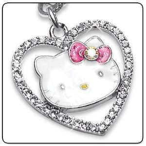 Hello Kitty Sparkle Heart Crystal Charm Necklace   Fully Licensed By 