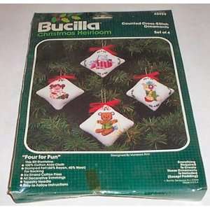  Bucilla Christmas Ornaments Cross Stitch Kit Four for Fun 