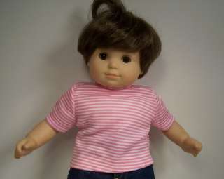 JEANS Pink & White Stripe T Doll Clothes For Bitty Baby Girl♥  