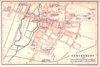 UK KENT. Canterbury.Old Historical City Map Plan.1910  