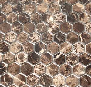 Dark Emperador Hexagon Mosaic Marble Tile  