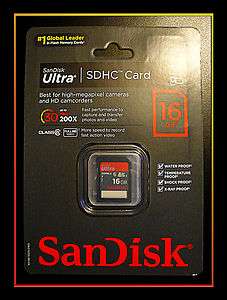 SanDisk Ultra 16GB SDHC Card Up to 30 MB/s 200X Class 6 Full HD Video 